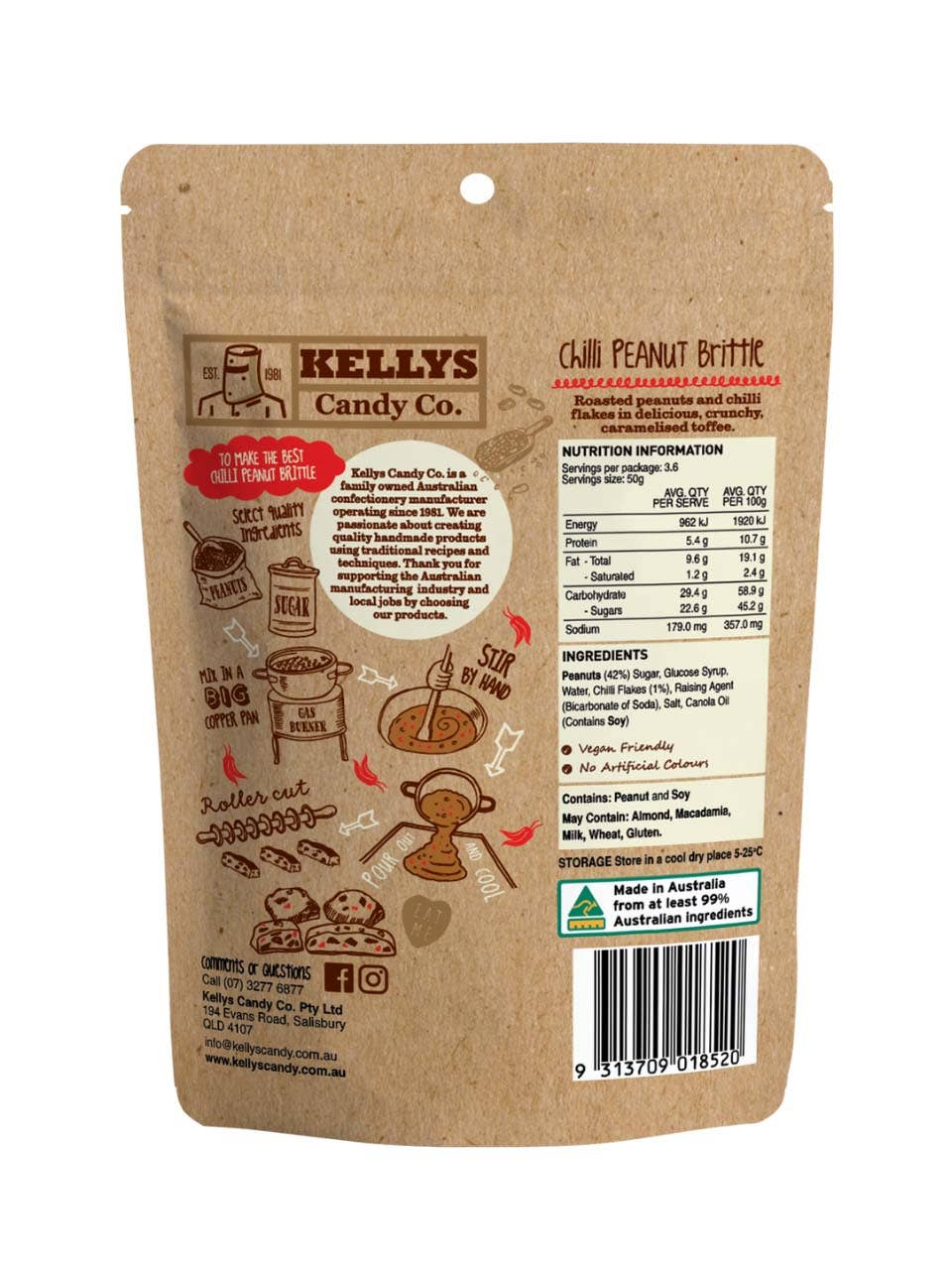 Chilli Peanut Brittle - Pouch 180g