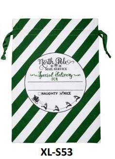 Green Stripe Christmas Sack S53 - Personalised