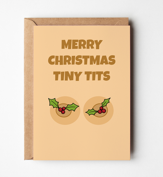 Merry Christmas Tiny Tits, Funny Xmas Greeting Card