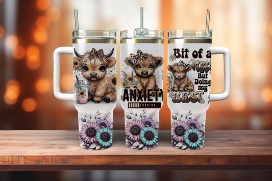 Anxiety Cow Leopard Pastel Florals  40oz Tumbler