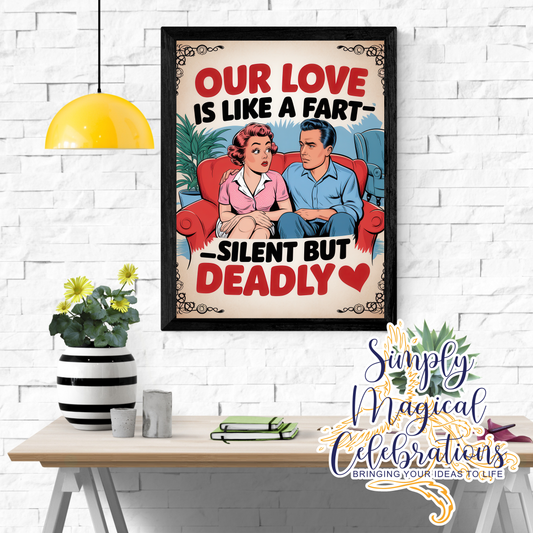 Love is a fart -A4 Metal Sign