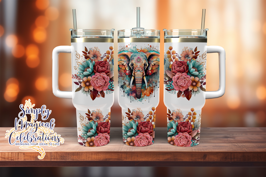 Elephant Floral 40oz Tumbler