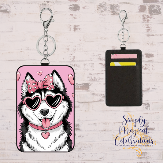 Bubble Gum Husky Leather Card Wallet