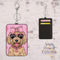 Bubble Gum Long Haired Poodle Leather Card Wallet