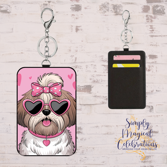 Bubble gum  Shih Tzu Leather Card Wallet