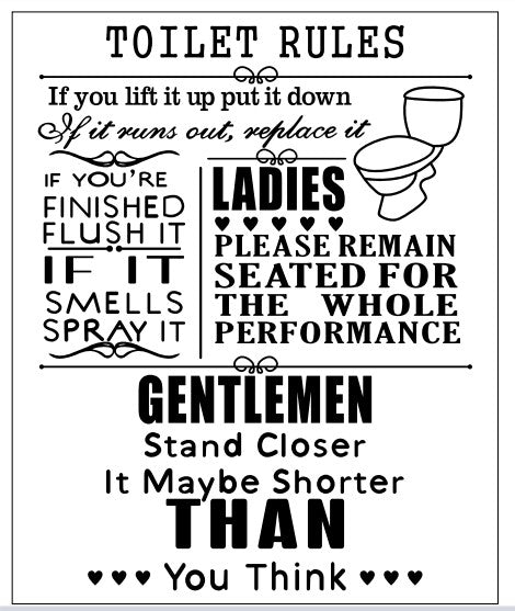 Wooden Toilet Rules Sign