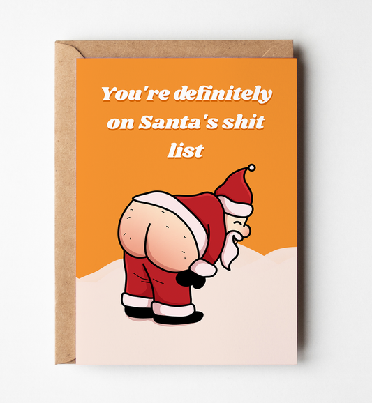 Santas Shit List, Funny Christmas Greeting Card