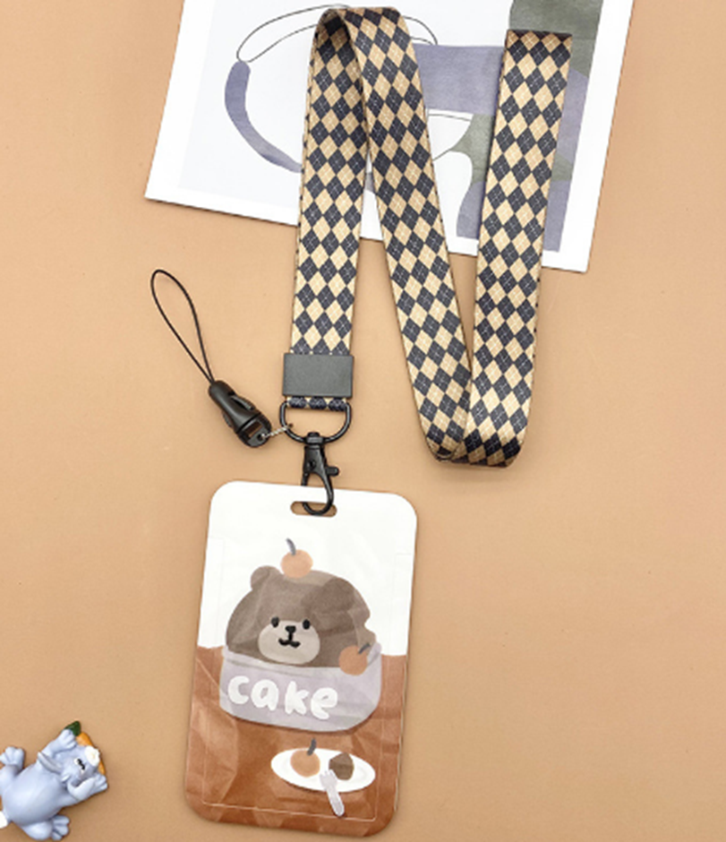 Lanyard with Card Holder - CAKE BEAR BROWN