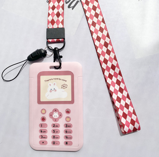Lanyard with Card Holder - PHONE PINK
