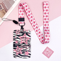 Lanyard with Card Holder -BEAM OF LIGHT DARK PINK