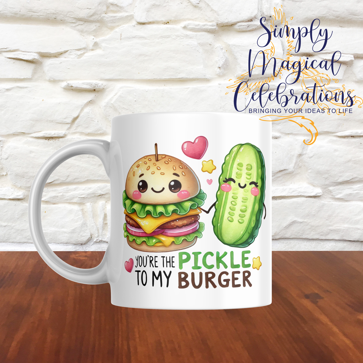 Cheesy Couples Mug - PICKLE TO MY BURGER