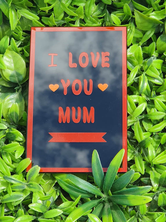 Glass plaque with stand LOVE YOU MUM