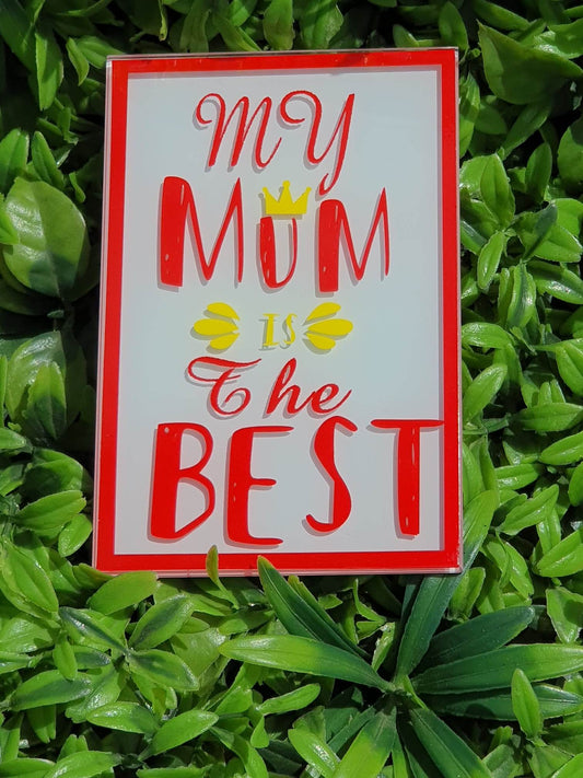 Glass plaque with stand MUM IS THE BEST